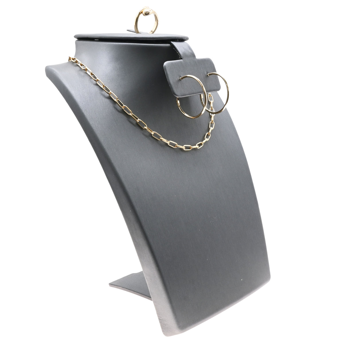 Steel Grey Leatherette Combination Jewelry Display Stand – Necklace, Earring & Ring