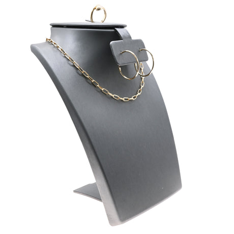 Steel Grey Leatherette Traveling Jewelry Necklace and Earring Display