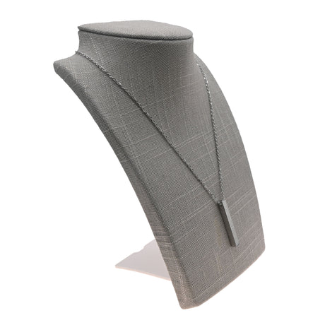 Grey Linen Foldable Necklace Display Stand - 8.25" Tall Jewelry Bust