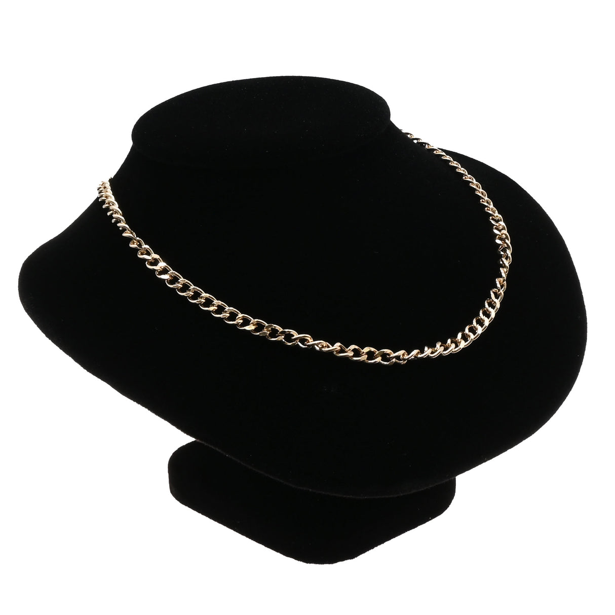Black Velvet Short Jewelry Necklace Bust, 4-3/4" Tall