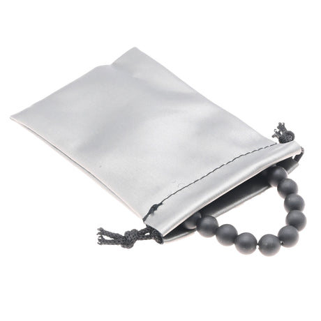 Steel Grey Leatherette Jewelry Gift Pouches with Drawstring, 3" x 4½", 12-Pack