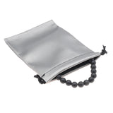 Steel Grey Leatherette Jewelry Gift Pouches with Drawstring, 4" x 5½", 12-Pack