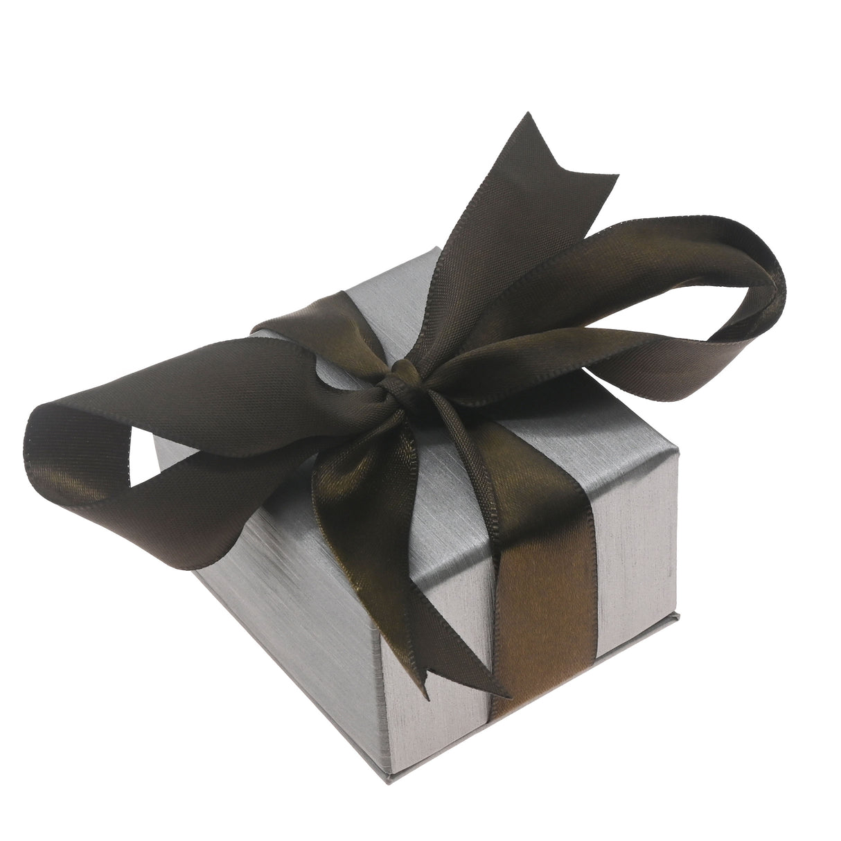Steel Grey Leatherette Earring Boxes with Brown Bow Ribbon - Pack of 12