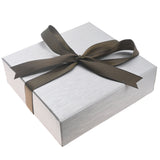 Steel Grey Leatherette Necklace Boxes with Brown Bow Ribbon - Pack of 6