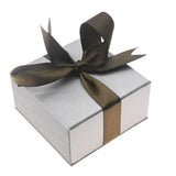 Steel Grey Leatherette Pendant Boxes with Brown Bow Ribbon - Pack of 12