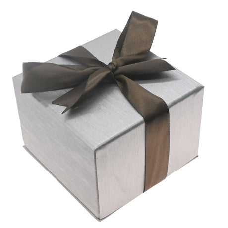 Steel Grey Leatherette Watch Pillow Boxes with Brown Bow Ribbon - Pack of 12