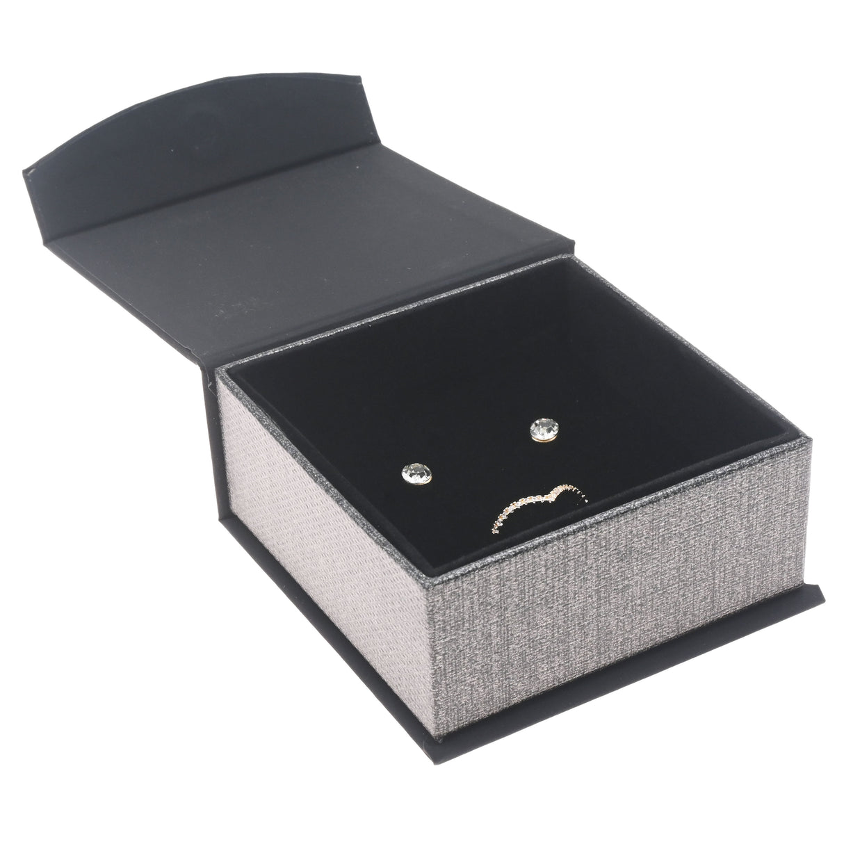 Black and Grey Jewelry Ring, Earring, and Pendant Combination Boxes