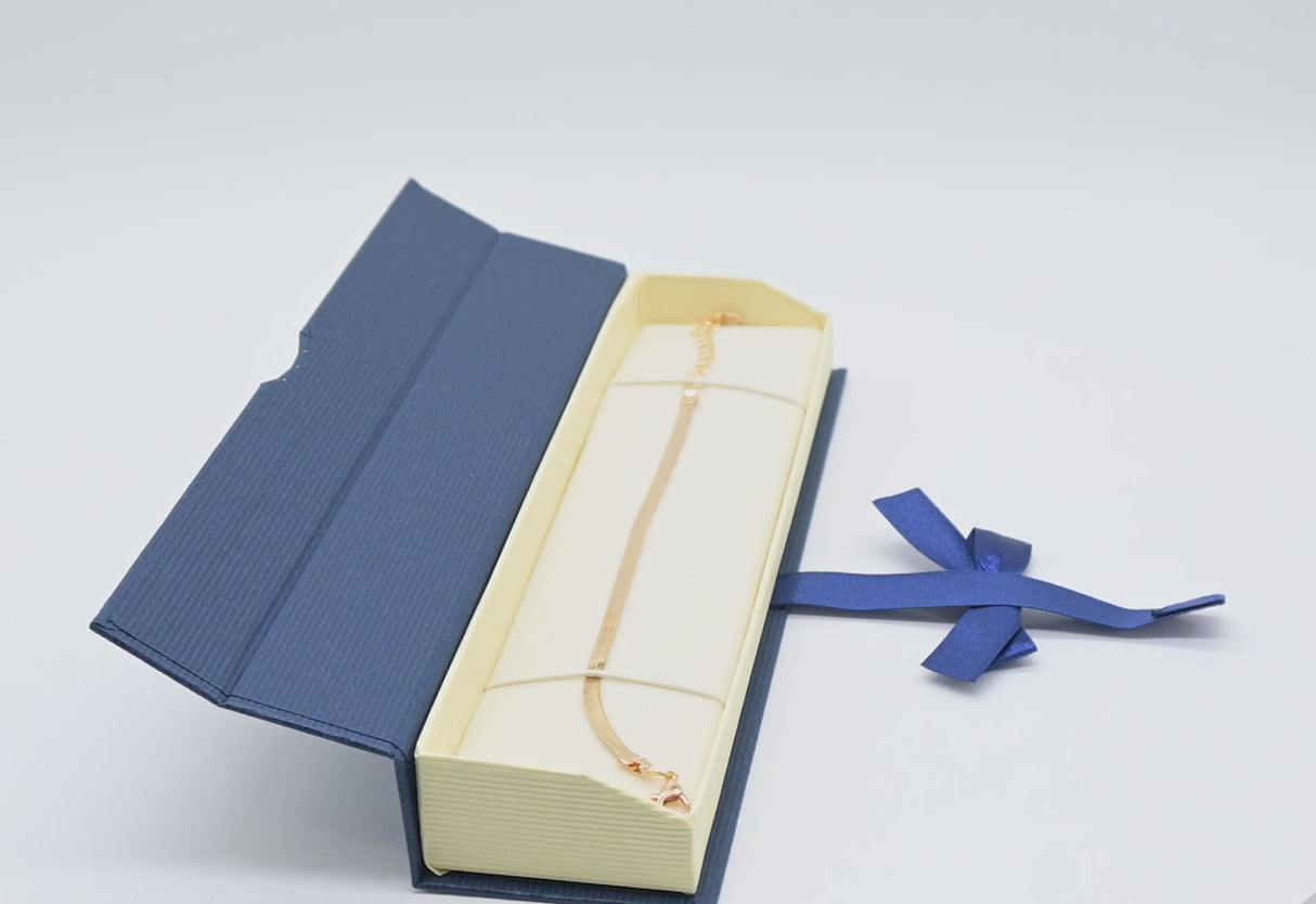 Blue and Cream Magnetic Ribbon Jewelry Bracelet Boxes