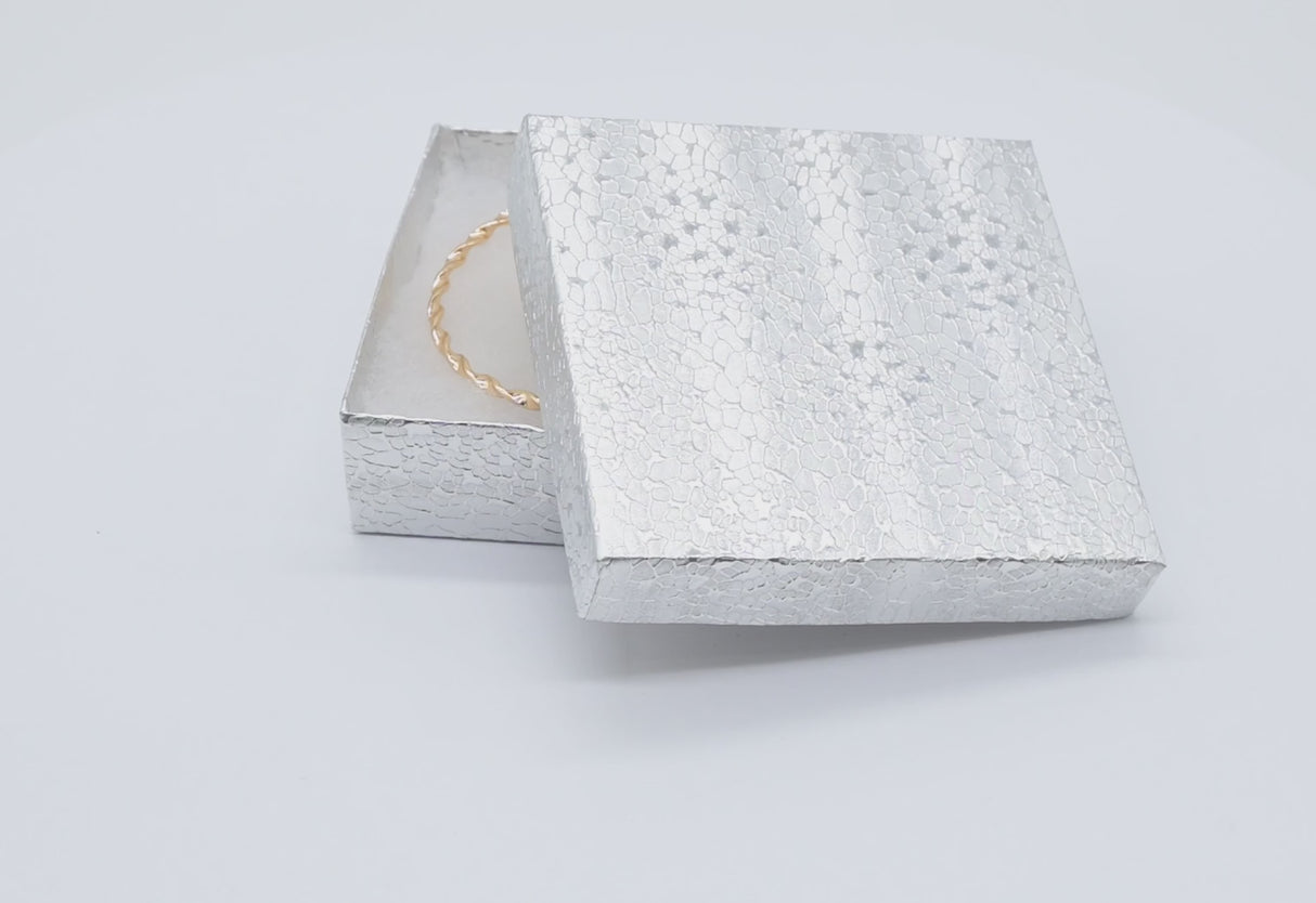 Silver Foil Assorted Sizes Cotton Filled Jewelry Gift Boxes #99