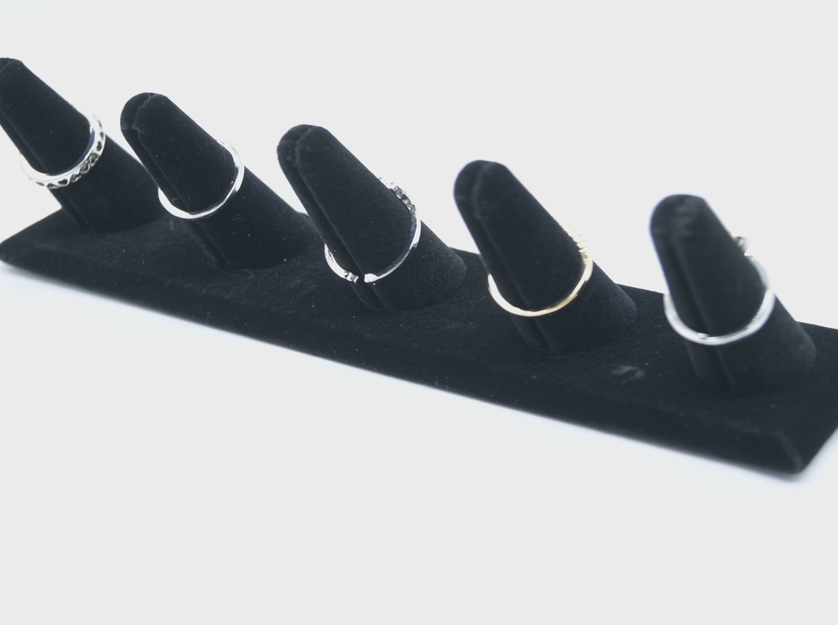 Black Velvet 5 Finger Jewelry Ring Display Stand