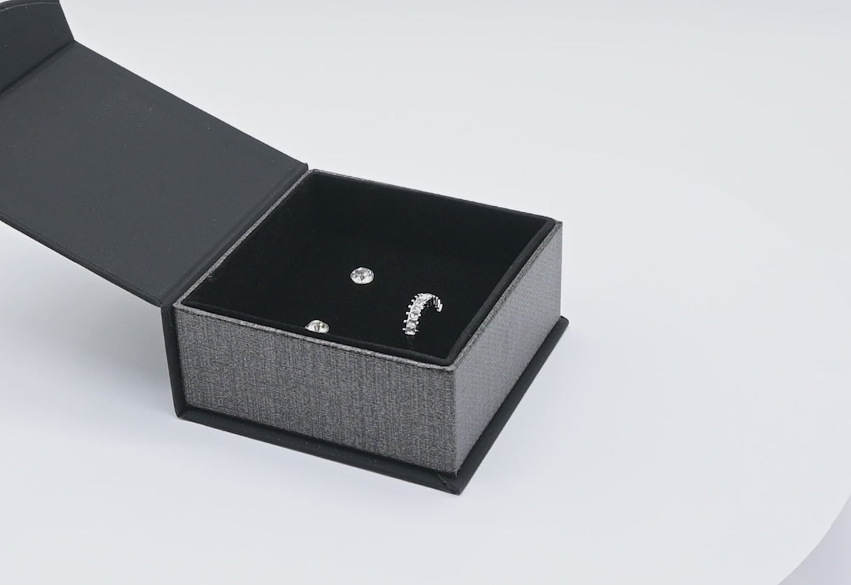Black and Grey Jewelry Ring, Earring, and Pendant Combination Boxes