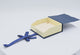 Blue and Cream Magnetic Ribbon Jewelry Pendant Box