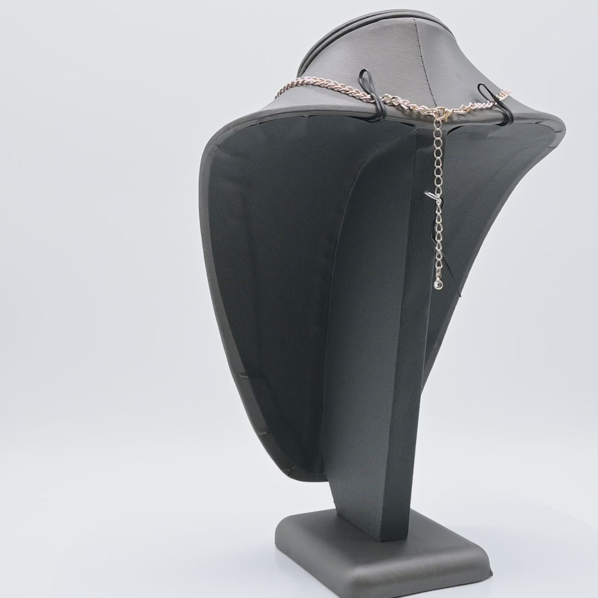 Steel Grey Leatherette Necklace Bust Display, 7-1/2" Tall