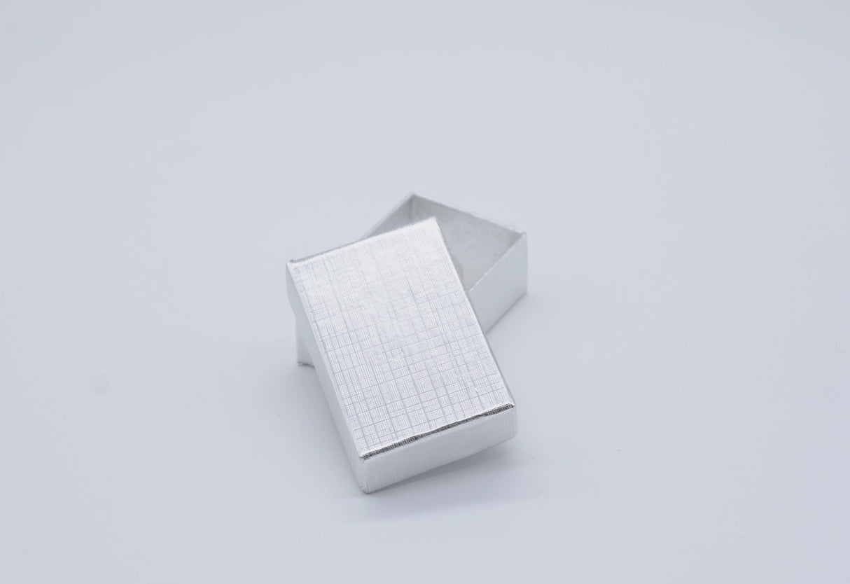 Silver Linen Pattern Paper Cotton Filled Jewelry Gift Boxes #11