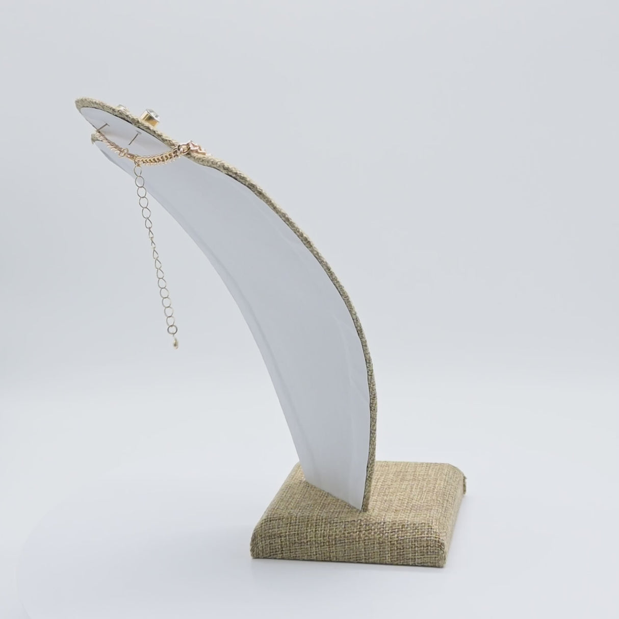 Portable Burlap Necklace Display Stand - 2 Piece Travel Jewelry Display
