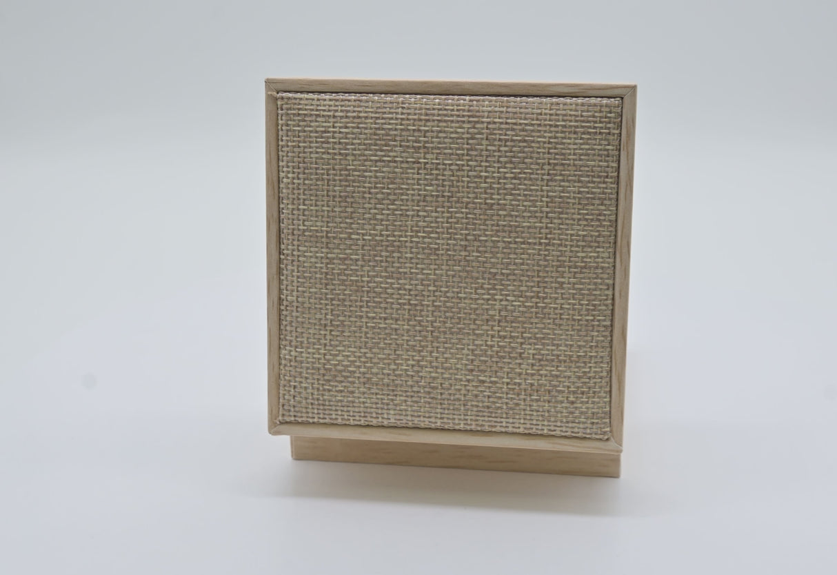 Tan Burlap and Faux Natural Wood Pendant / Earring Boxes