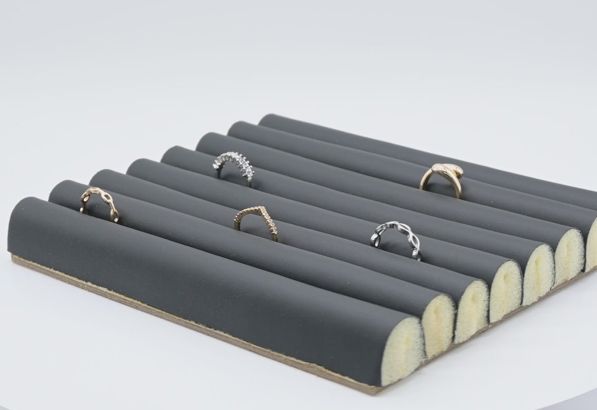 Black Leatherette 7 Row Jewelry Ring Display Tray Insert, Half Size