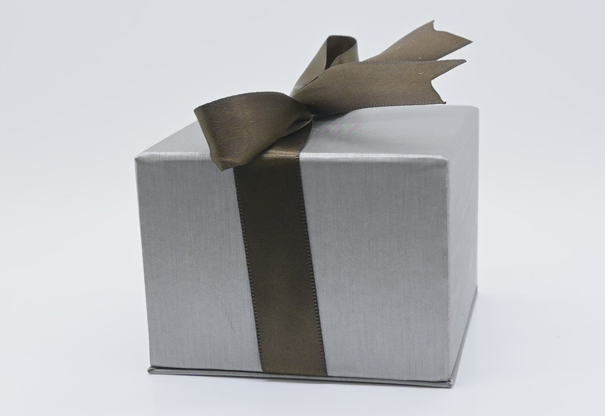 Steel Grey Leatherette Jewelry Bracelet / Watch Pillow Boxes, with Brown Ribbon