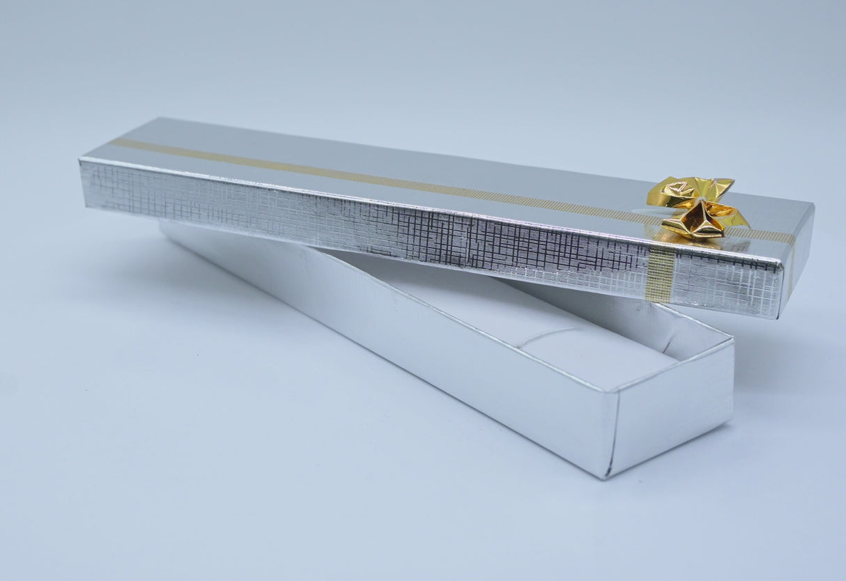 Silver Linen Bow Tie Jewelry Bracelet or Watch Gift Packaging Boxes