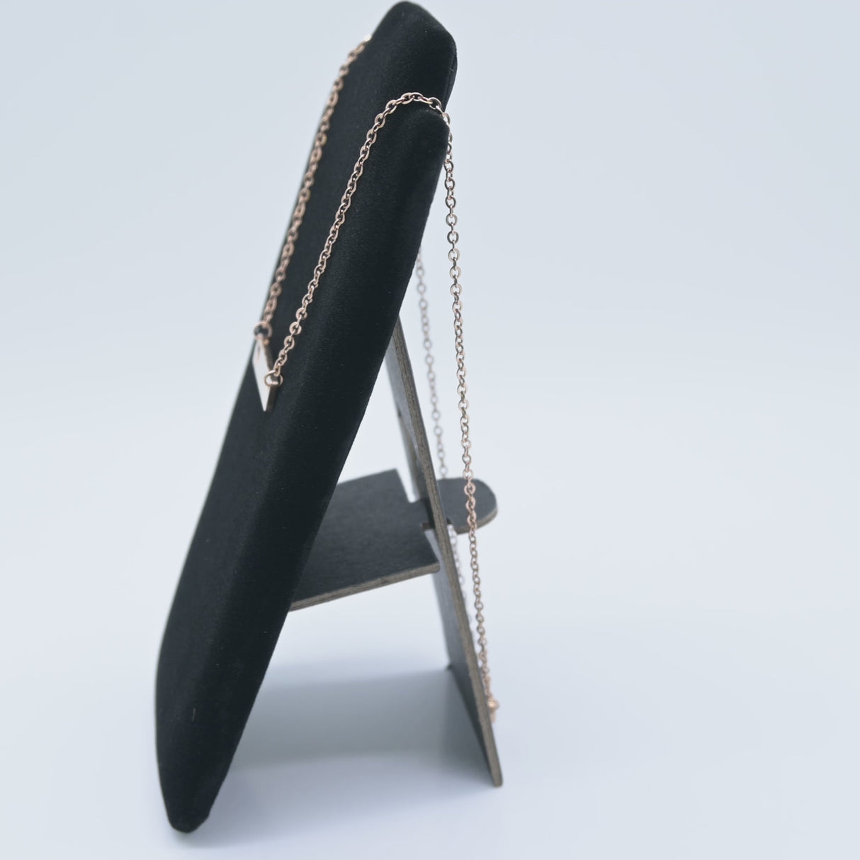 Black Velvet Padded Jewelry Necklace / Pendant Display Easel