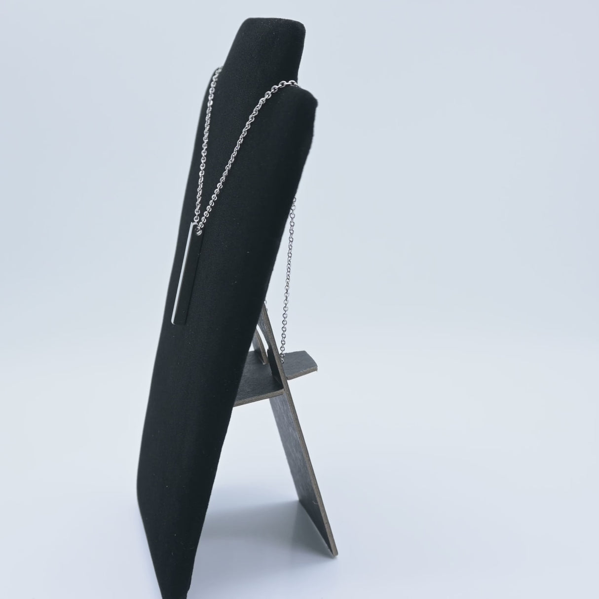 Black Velvet Padded Jewelry Necklace Display Easel, 8" Tall