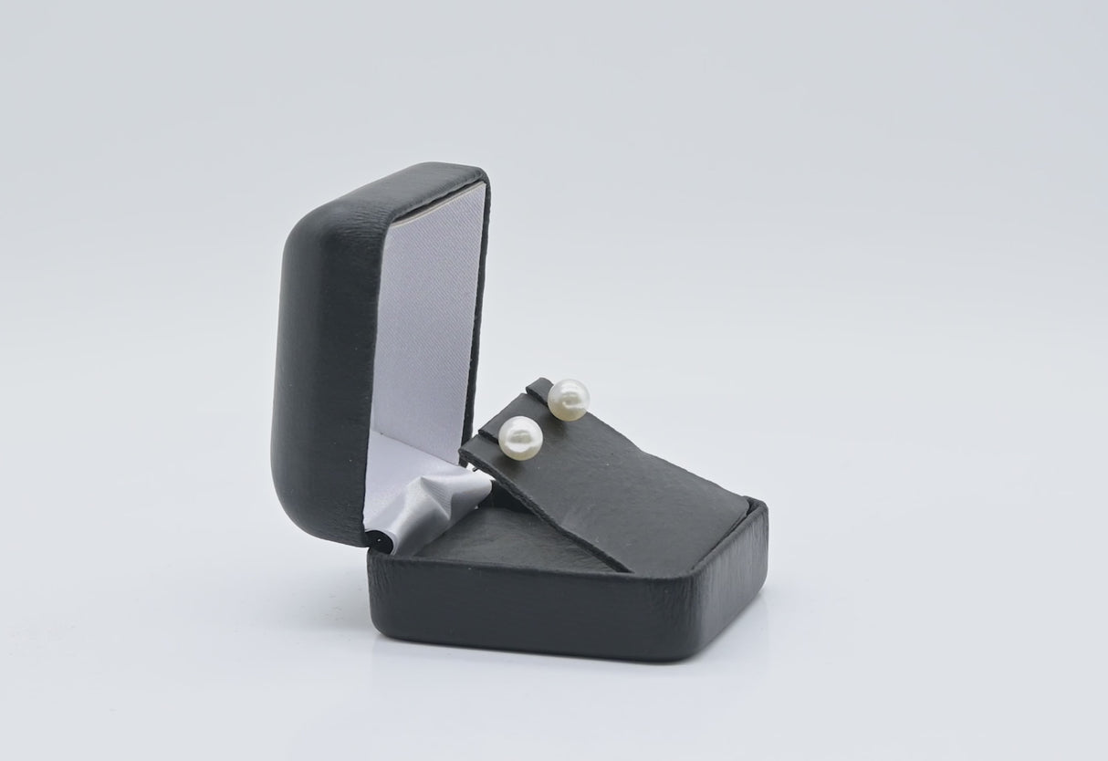 Black Leatherette Earring Box with Metal Frame - Pack of 12