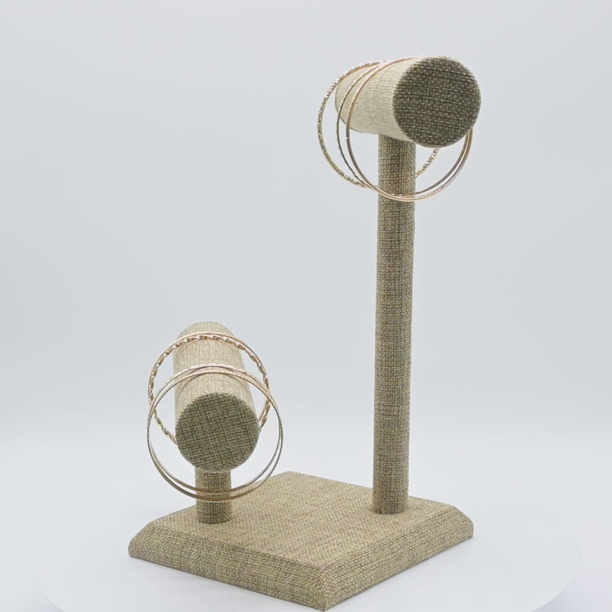 Brown Burlap Dual Jewelry T Bar Display Stand, 10-7/8" Tall