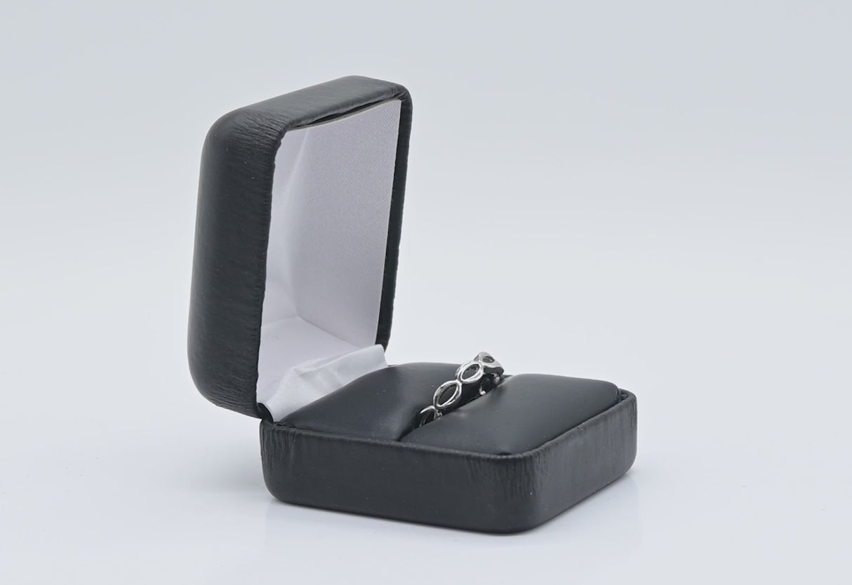 Black Leatherette Ring Box with Metal Frame - Pack of 12