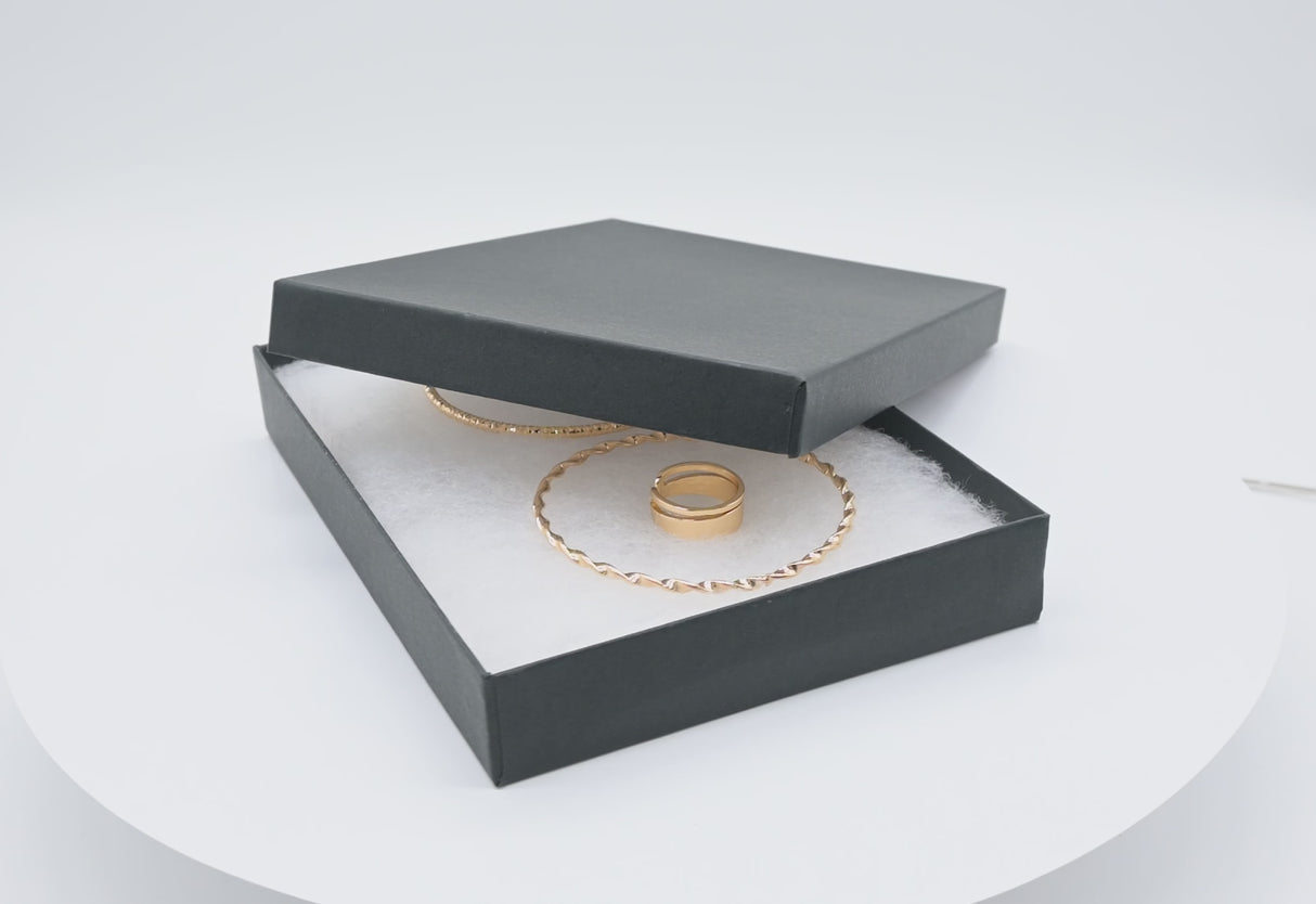 Matte Black Paper Cotton Filled Large Jewelry Gift Boxes #75