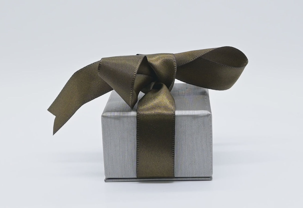 Steel Grey Leatherette Jewelry Earring Boxes, with Brown Ribbon