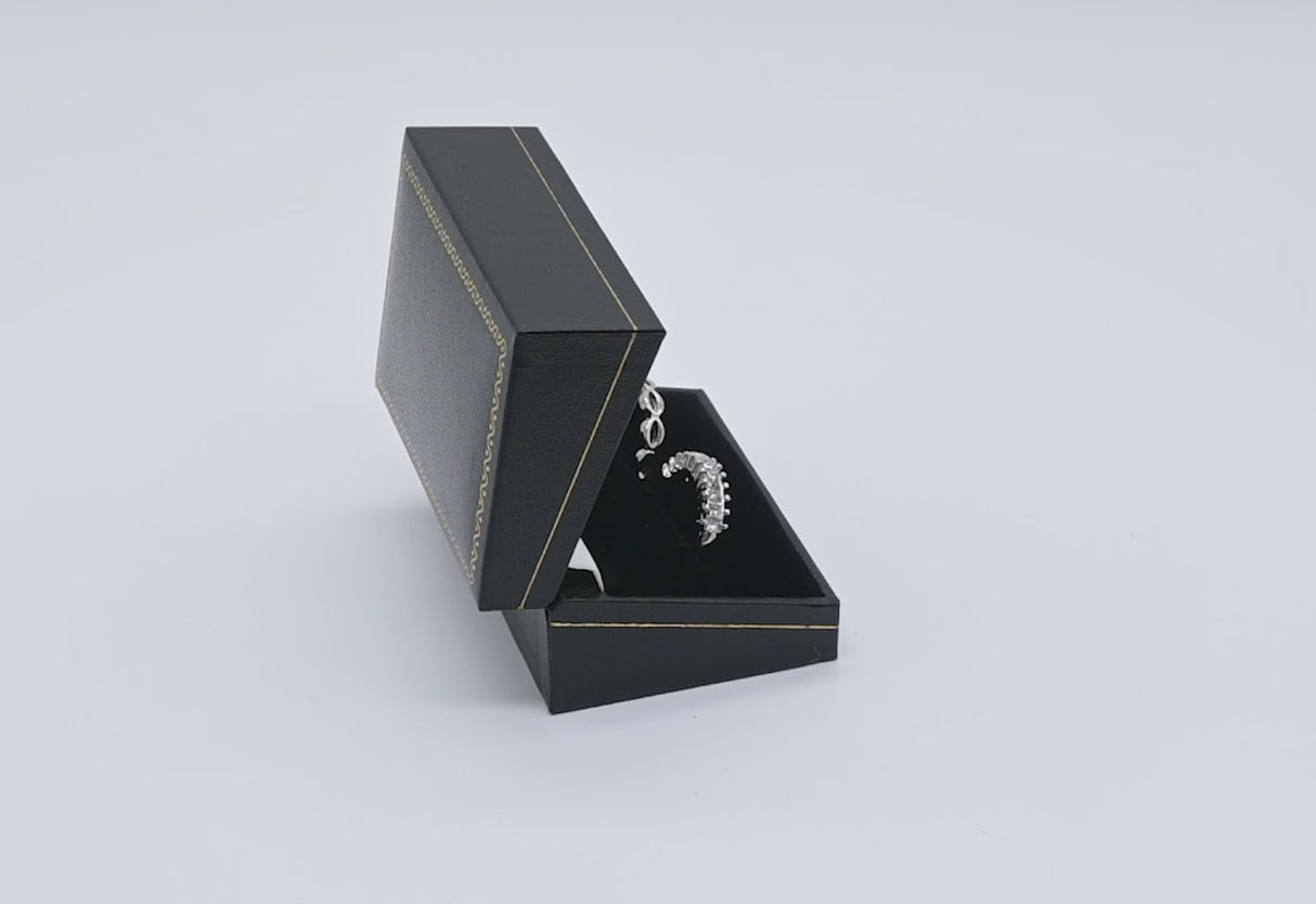 Black Leatherette Dual Ring Box with Gold Trim - Pack of 24