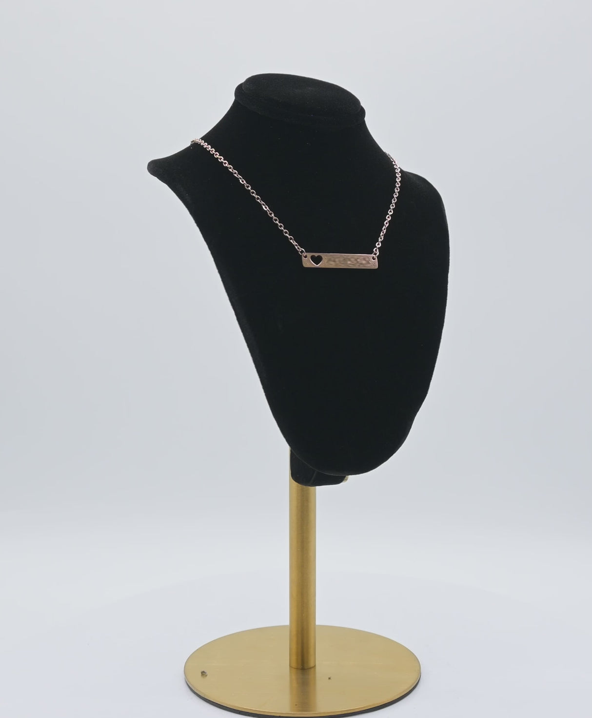 Black Velvet Necklace Bust With Adjustable Gold Metal Base - 13" ~ 16" Tall