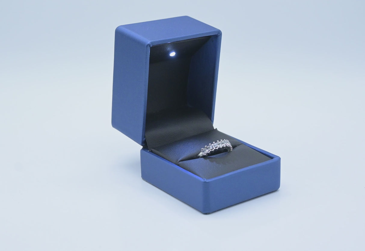 Blue LED Leatherette Ring Box