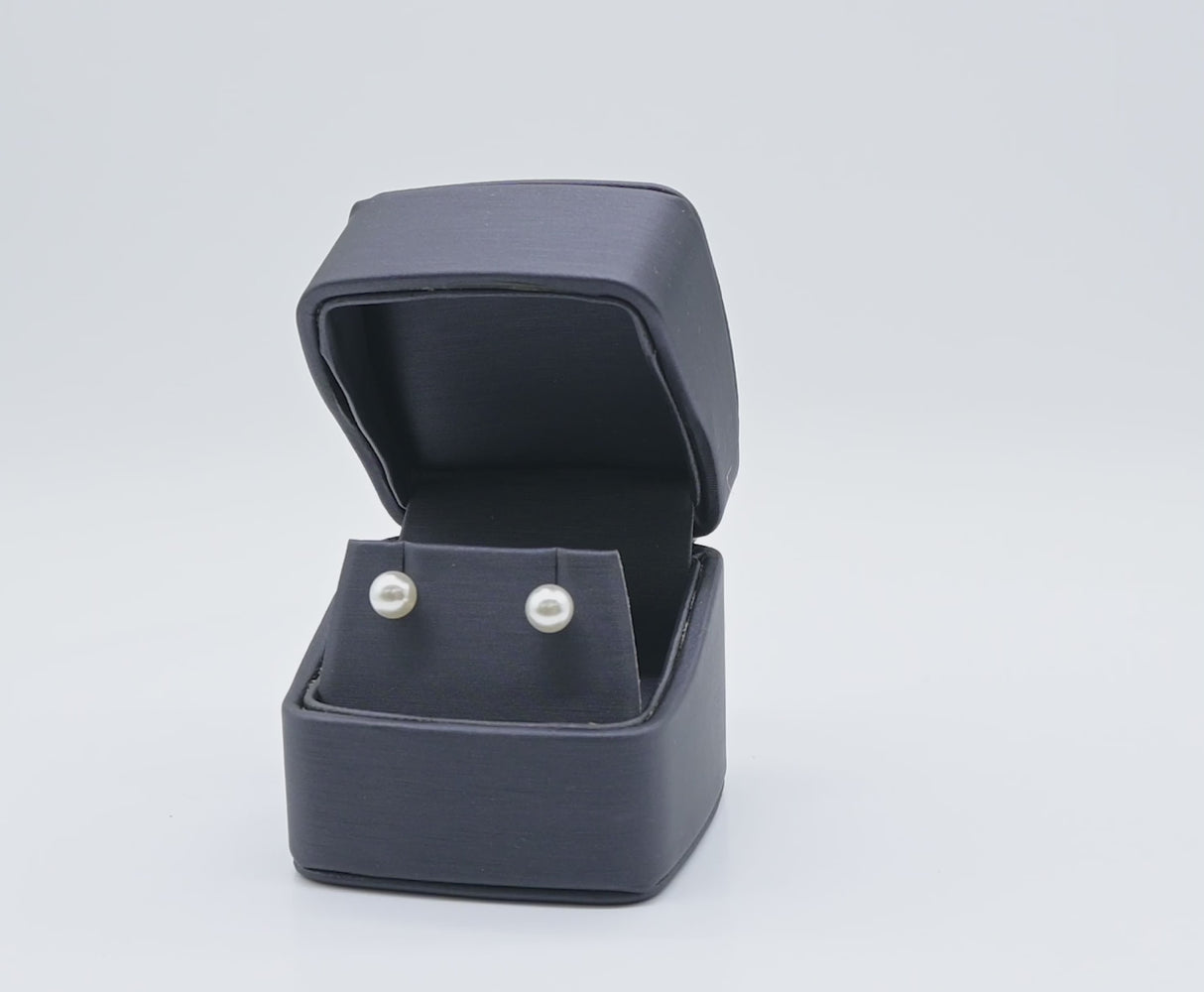 Premium Navy Blue Leatherette Earring Box - Pack of 12