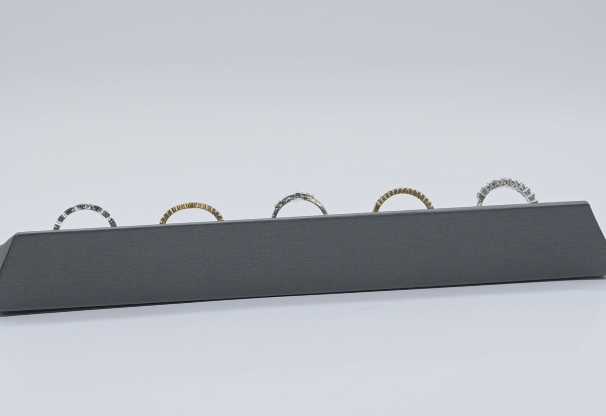 Steel Grey Leatherette 5-Slot Jewelry Ring Display Tray