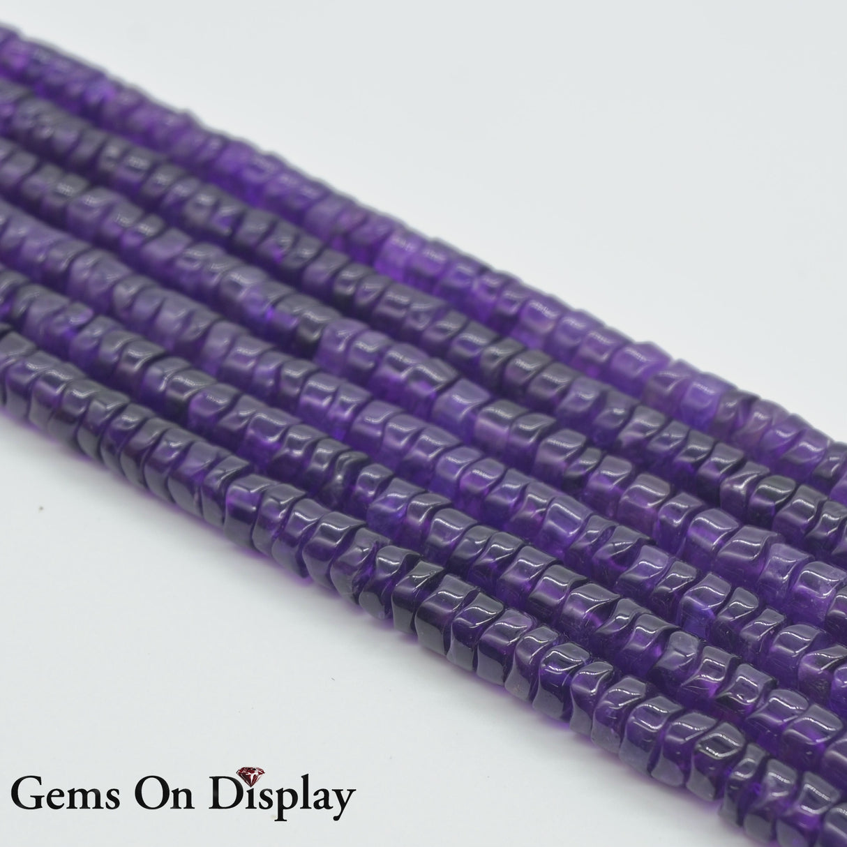 AA Grade Purple Amethyst Heishi Rondelle Strand – 15.5"–16" Natural Amethyst Beads