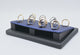 Black & Blue Leatherette Ring Clip Display Stand - Holds 11 Rings