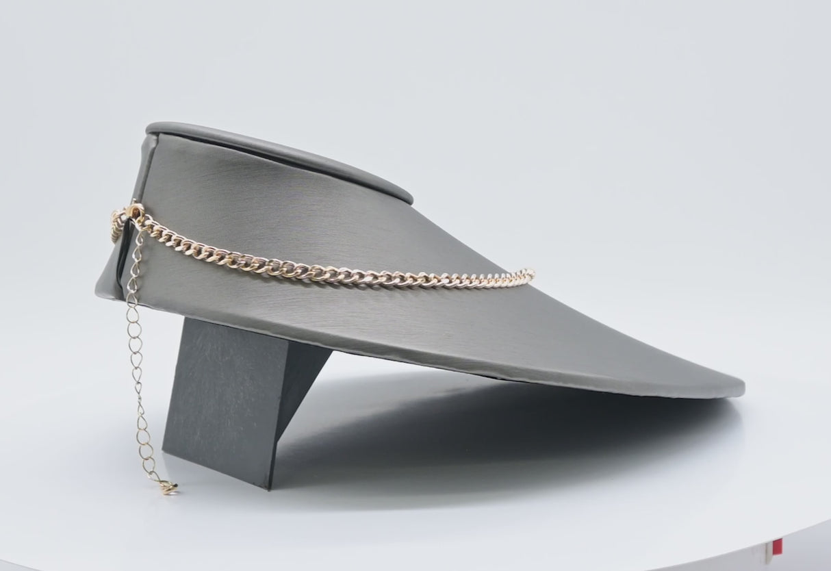 Steel Grey Leatherette Low Profile Jewelry Necklace Display Bust