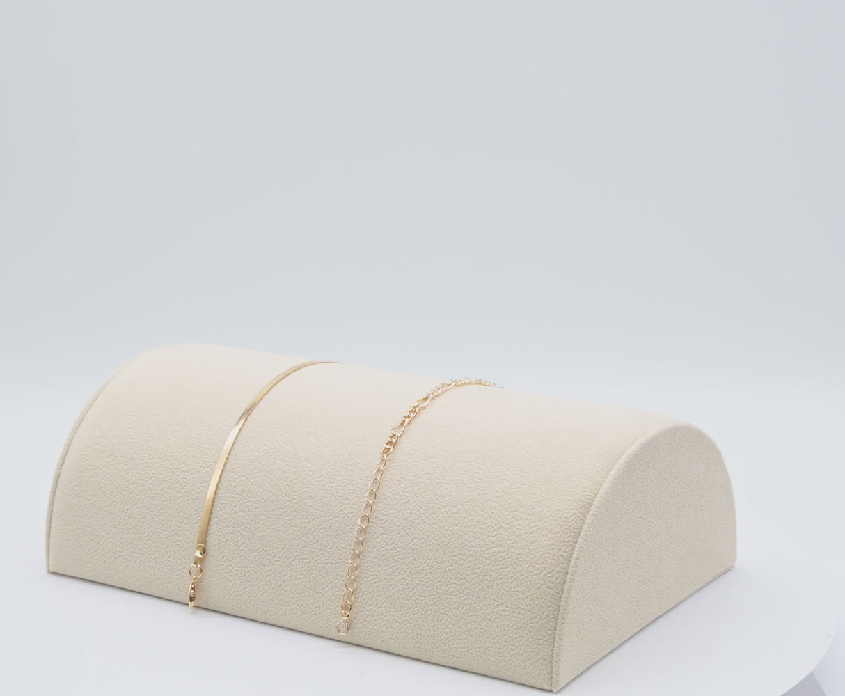 Beige Faux Suede Half Moon Jewelry Bracelet / Watch Display