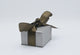 Steel Grey Leatherette Jewelry Ring Boxes, with Brown Ribbon