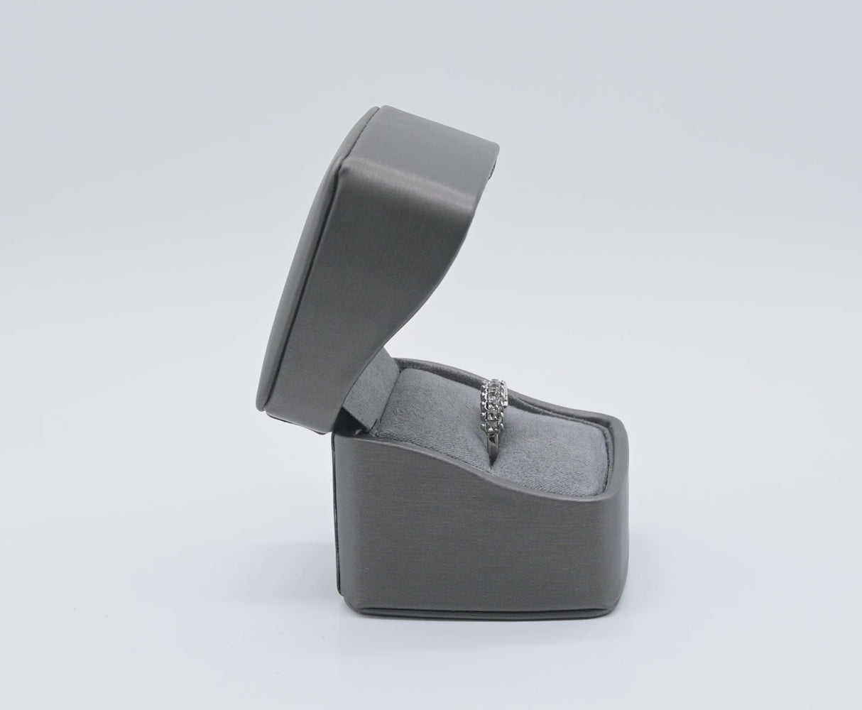 Premium Graphite Grey Leatherette Ring Box - Pack of 12