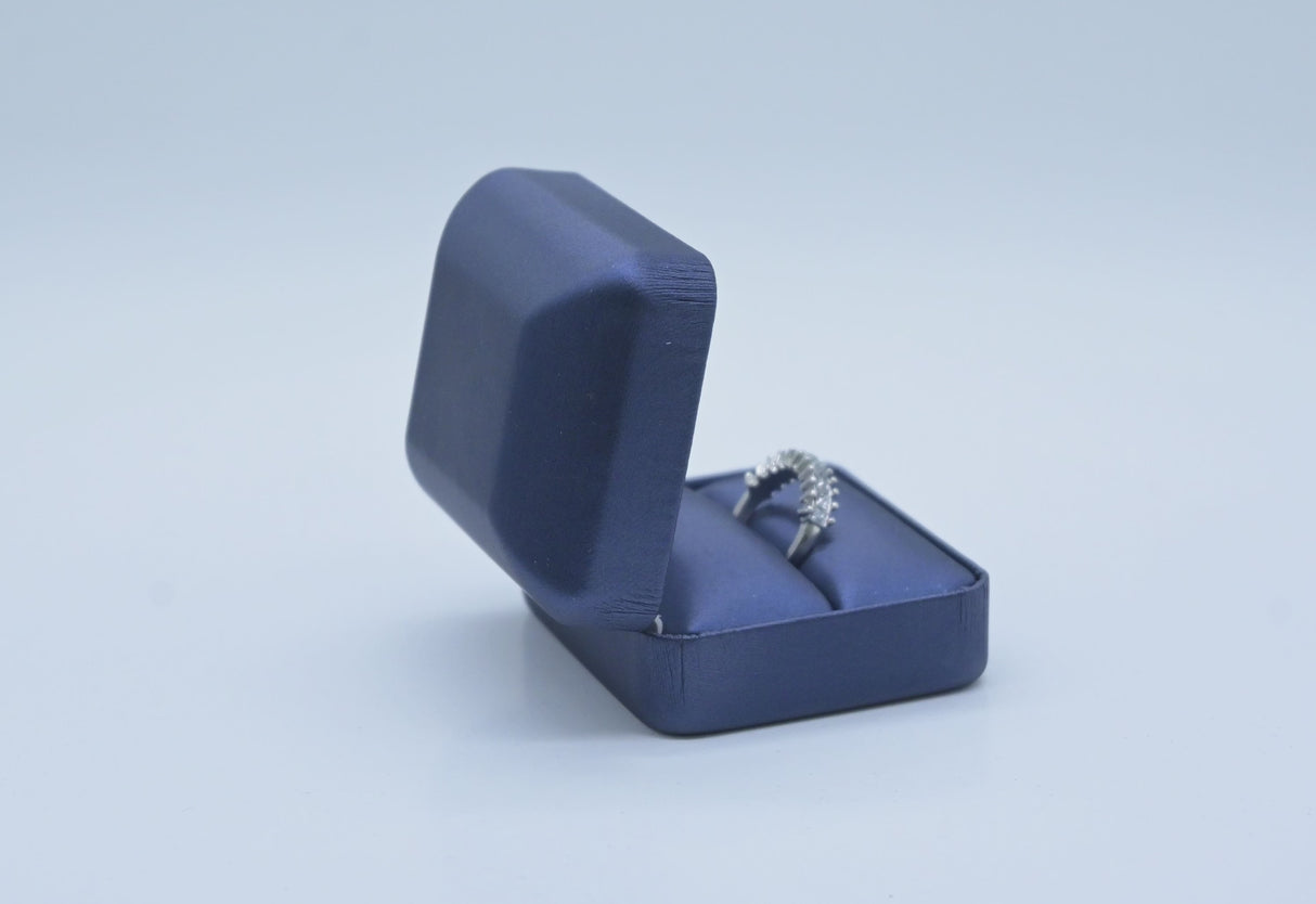 Blue Leatherette Wide Dual Ring Box - Pack of 12