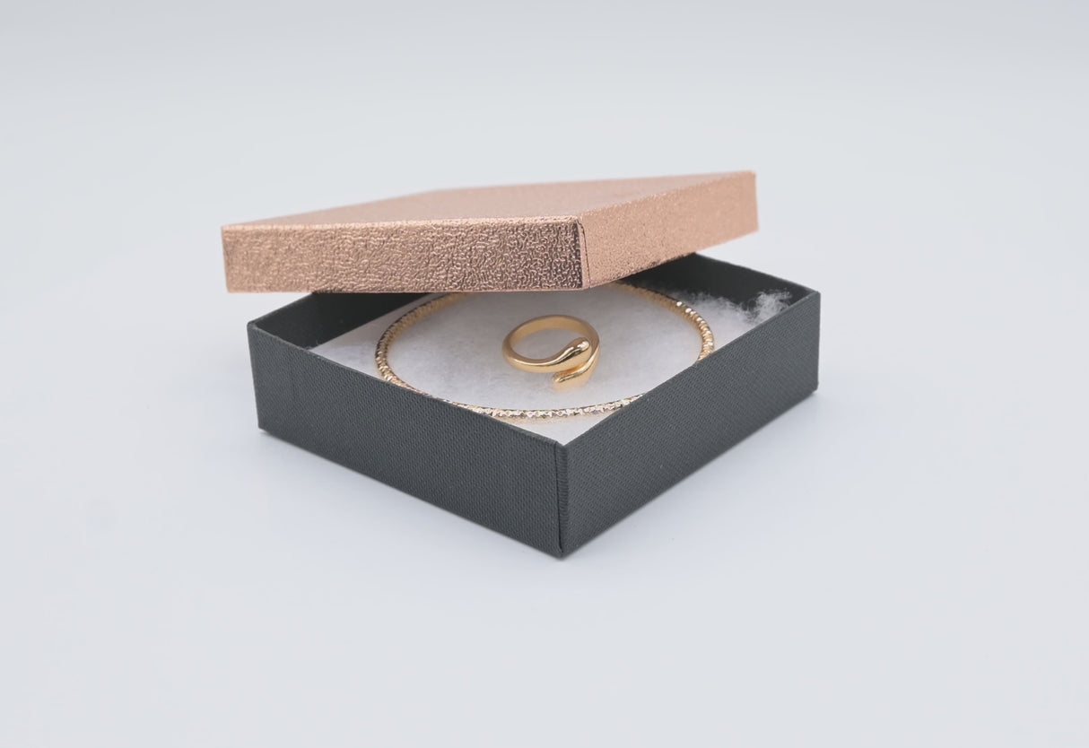 Textured Rose Gold Cotton Filled Jewelry Gift Boxes #33