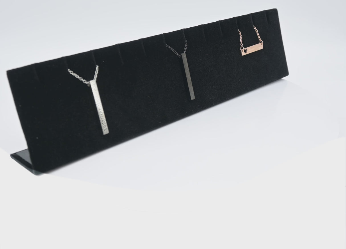 Long Black Velvet Jewelry Earring / Pendant Display Stand, Holds 6 Pairs