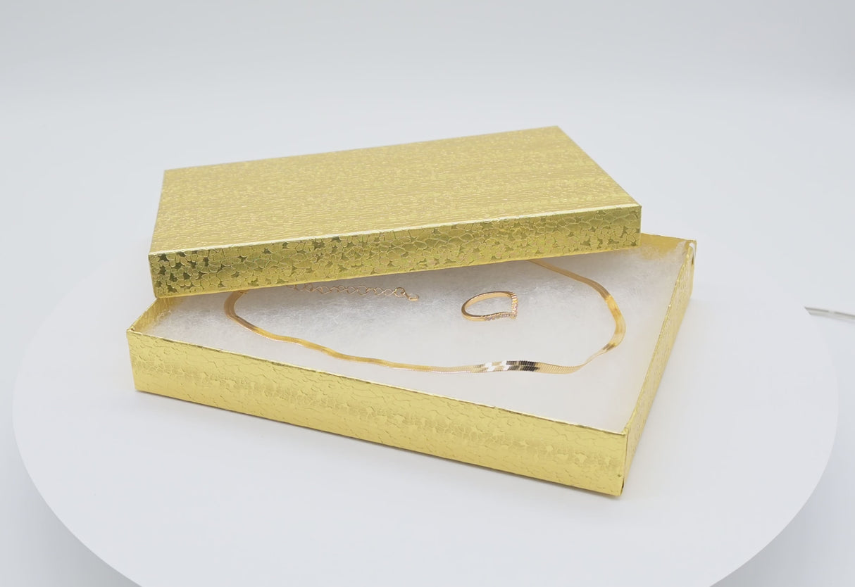 Gold Foil Cotton Filled Jewelry Gift Boxes #75