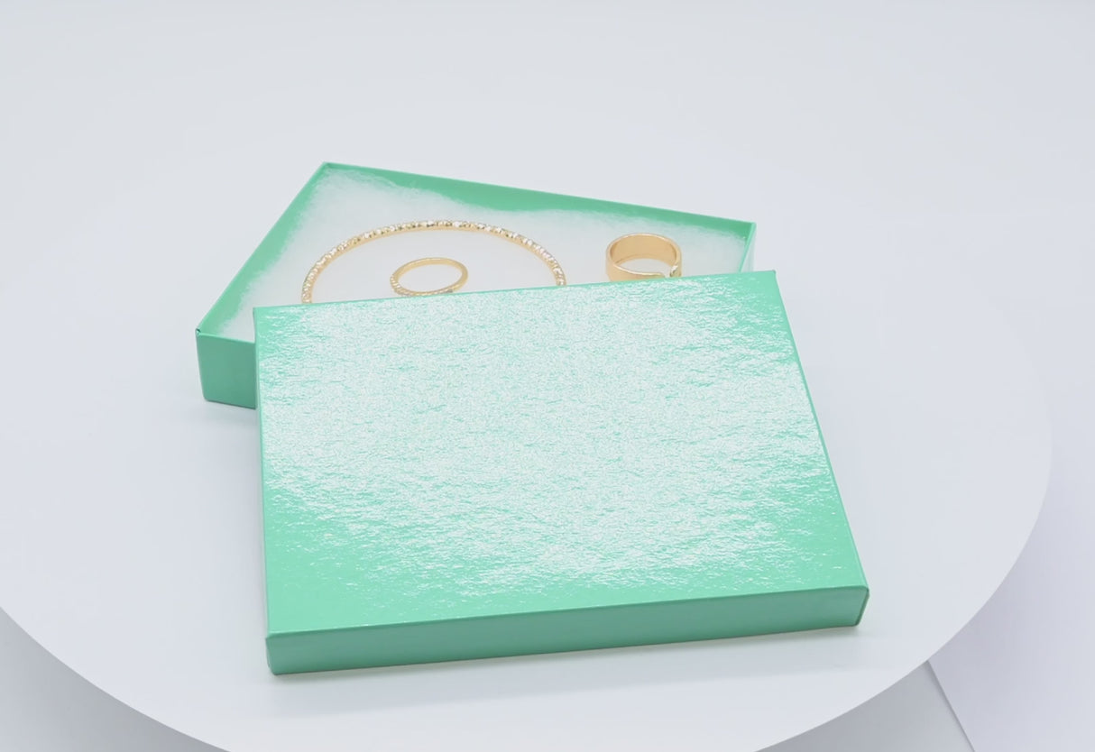 Teal Paper Cotton Filled Jewelry Gift Packaging Boxes #53