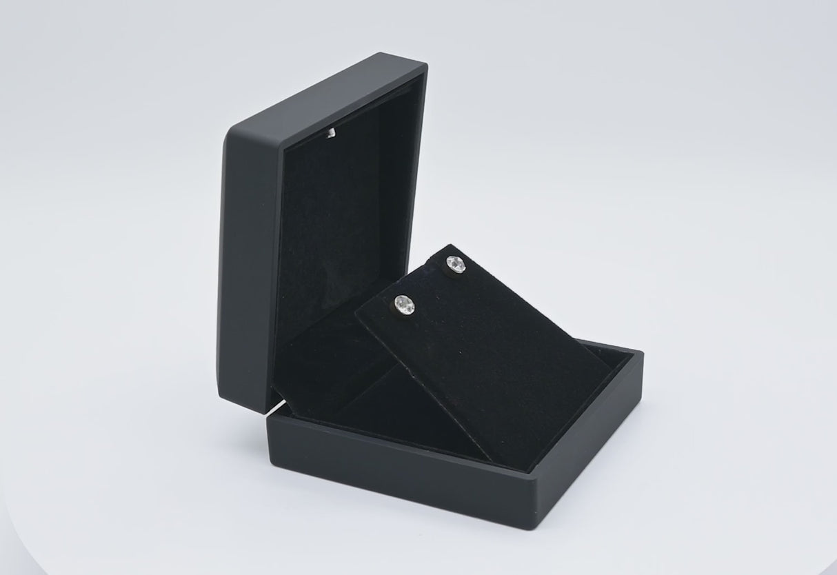 Black LED Earring Box - Soft Touch Finish, Velvet Lined