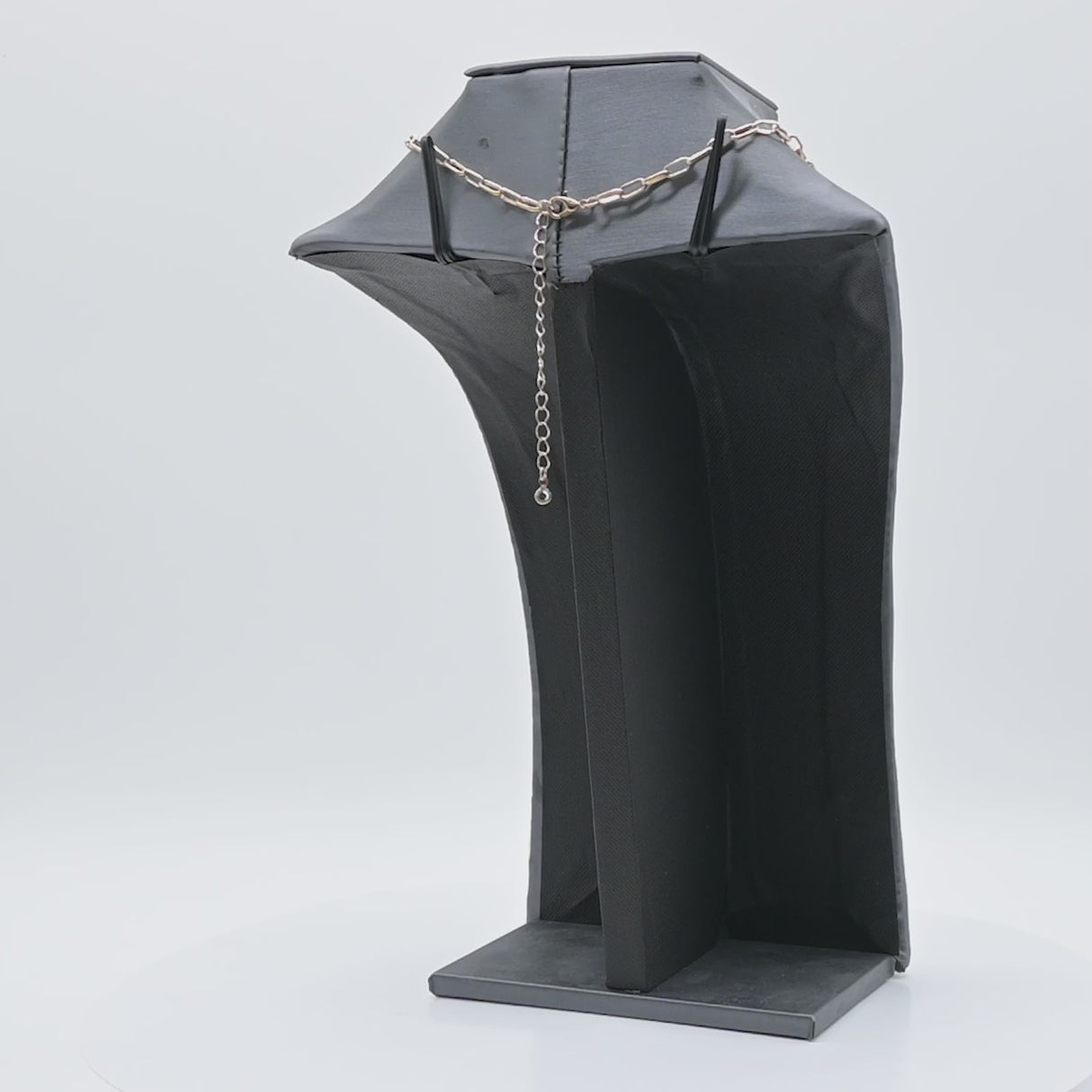 Steel Grey Leatherette Square Neck Necklace Display Bust 10-1/2" H