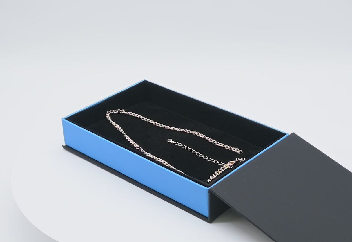 Black and Blue Magnetic Lid Jewelry Necklace or Chain Boxes