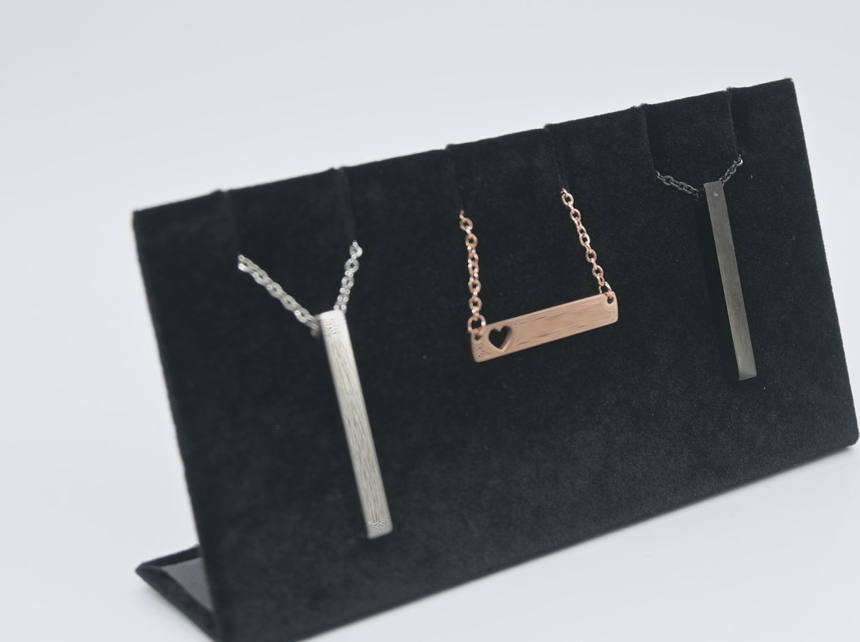 Black Velvet Jewelry Earring / Pendant Display Stand, Holds 3 Pairs